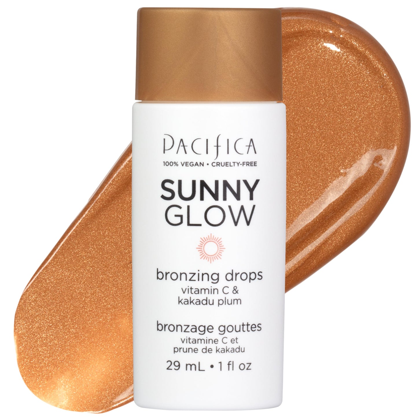 Pacifica Sunny Glow Liquid Face Bronzer Drops - Face Makeup Bronzing For Face & Cheeks for Instant Sun-Kissed Glow - Vitamin C & Glycolic Acid Infused Beauty & Personal Care Pacifica