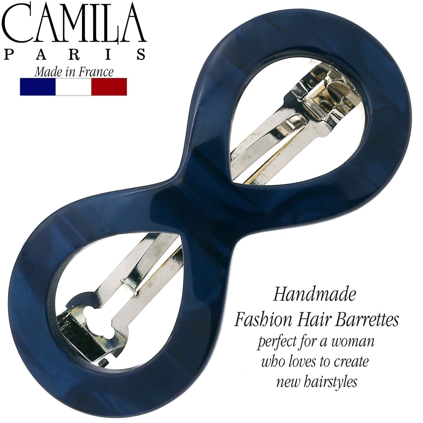 Camila Paris CP3275 French Hair Barrette Clip for Girls, Handmade, Blue, Strong Hold Grip Hair Clips for Women, No Slip and Durable Styling Girls Hair Beauty & Personal Care Camila