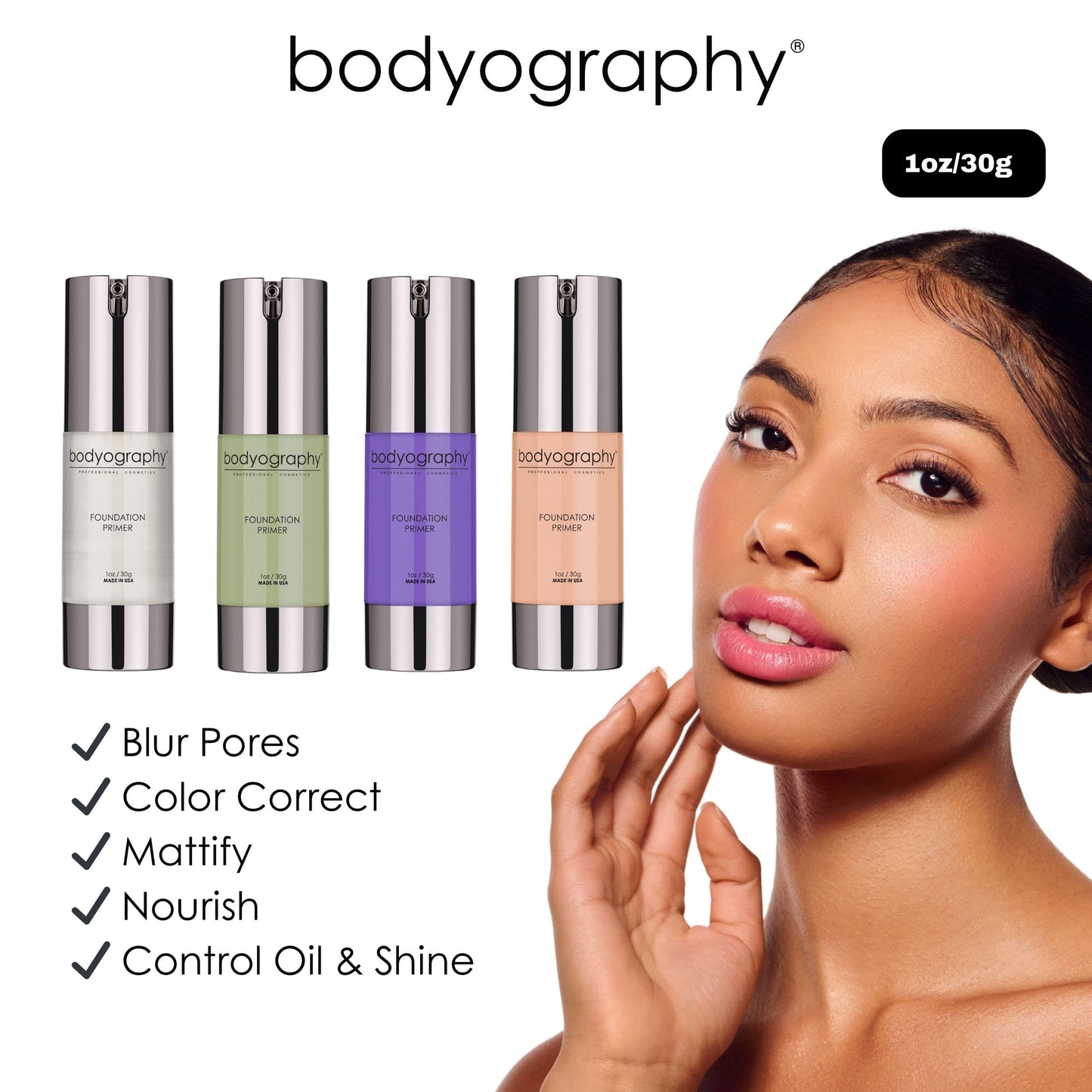 BODYOGRAPHY - Foundation Primer (Neutral): Flawless Anti-Aging Salon Makeup Primer w/Vitamin E, A, Jojoba, Grapeseed Oil | Control Shine | Beauty & Personal Care Bodyography