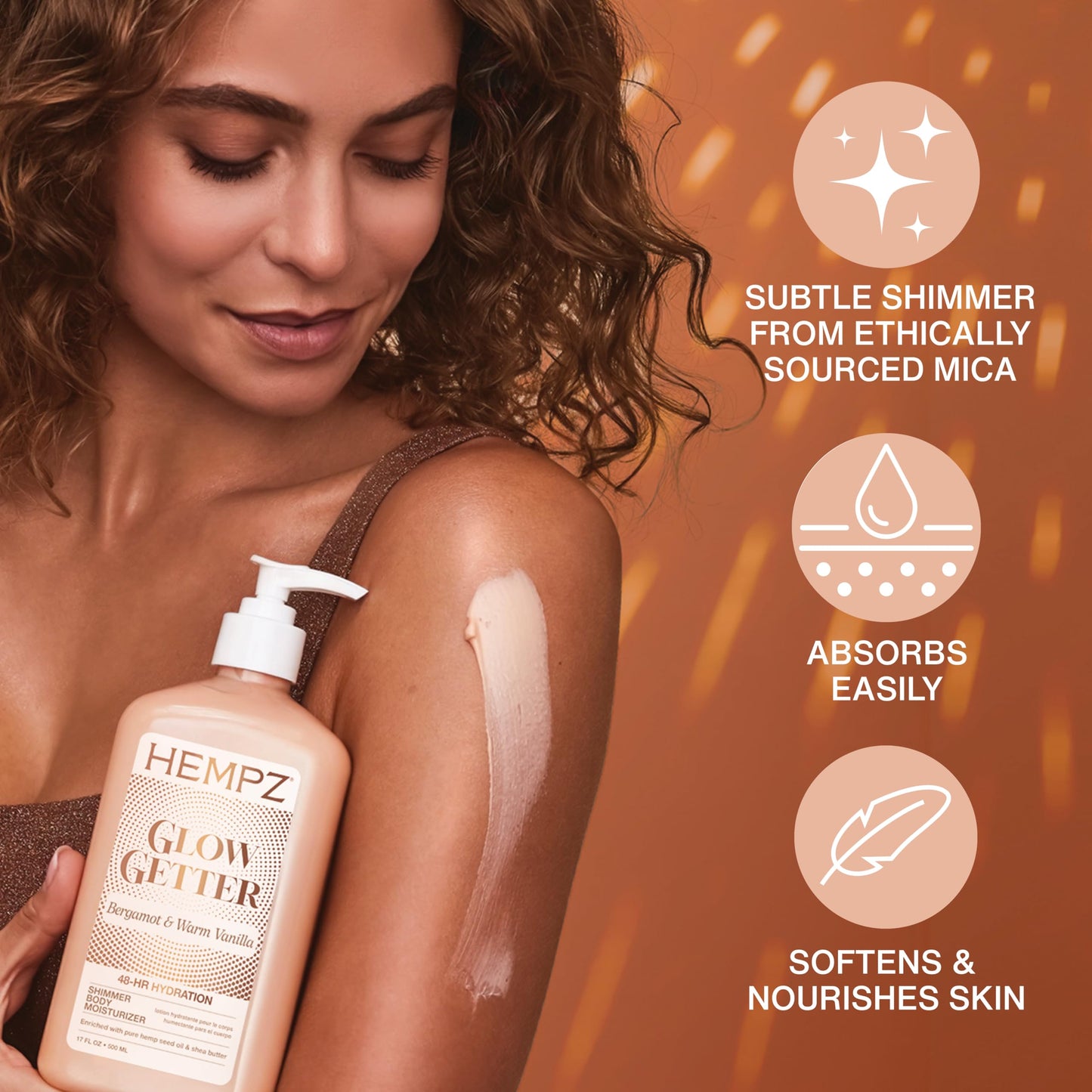 Hempz Glow Getter Body Lotion, Hydrating Moisturizer with Shimmer, 17 oz. Beauty & Personal Care Hempz