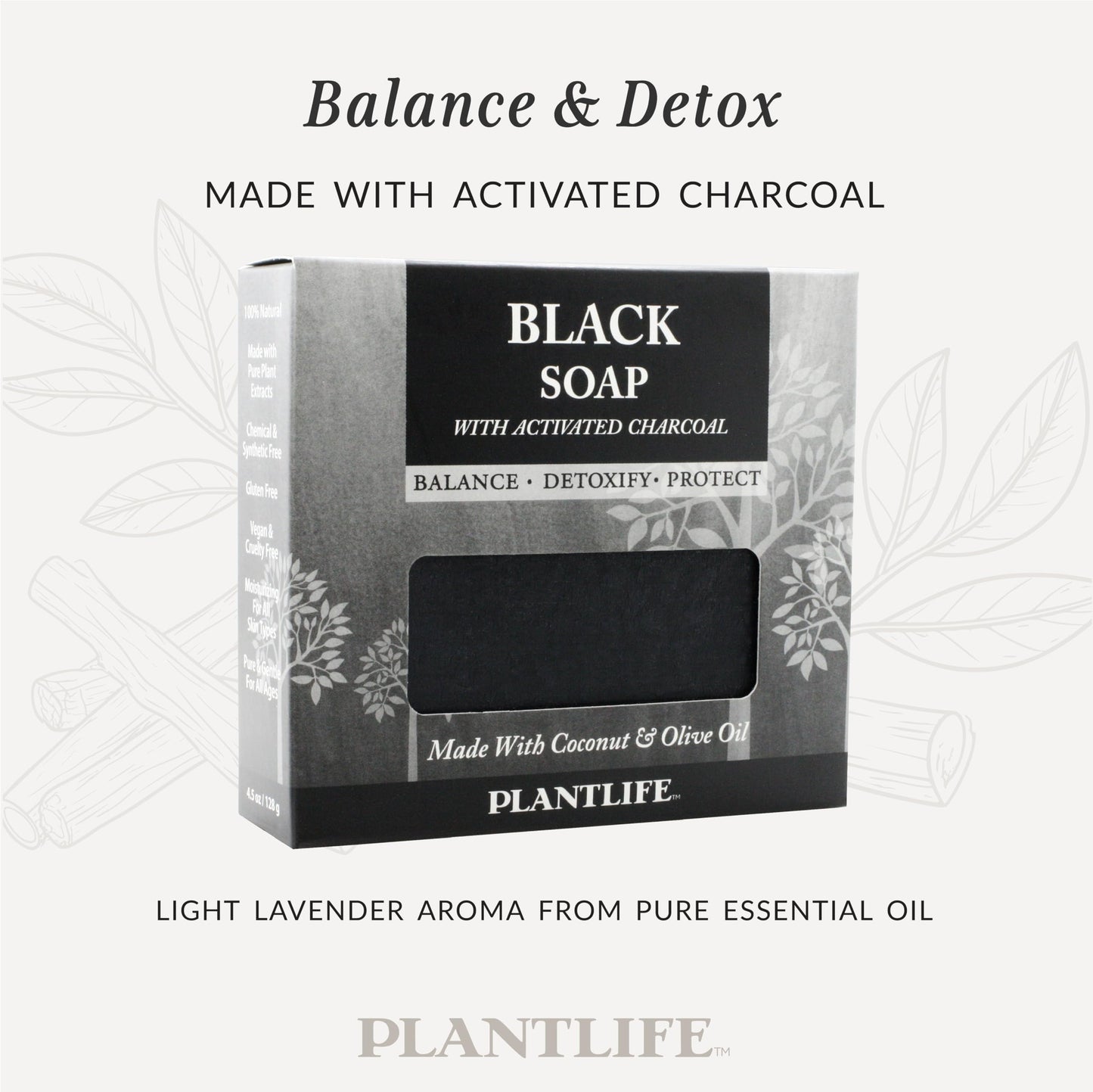 Plantlife Black Bar Soap - Moisturizing and Soothing Soap for Your Skin - Hand Crafted Using Plant-Based Ingredients - Made in California 4.5oz Bar Beauty & Personal Care Plantlife