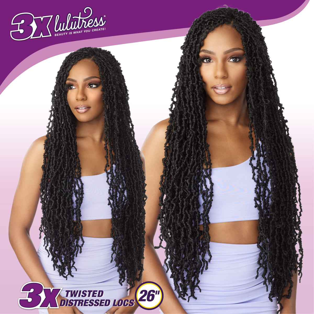 Sensationnel Lulutress Crochet Hair-3X Twisted Distressed Locs 26in,1pk 30