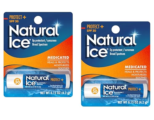 Mentholatum Natural Ice Protect+ Broad Spectrum SPF 30 Medicated Lip Balm, 0.15 Ounce (Pack of 2) Beauty & Personal Care Mentholatum