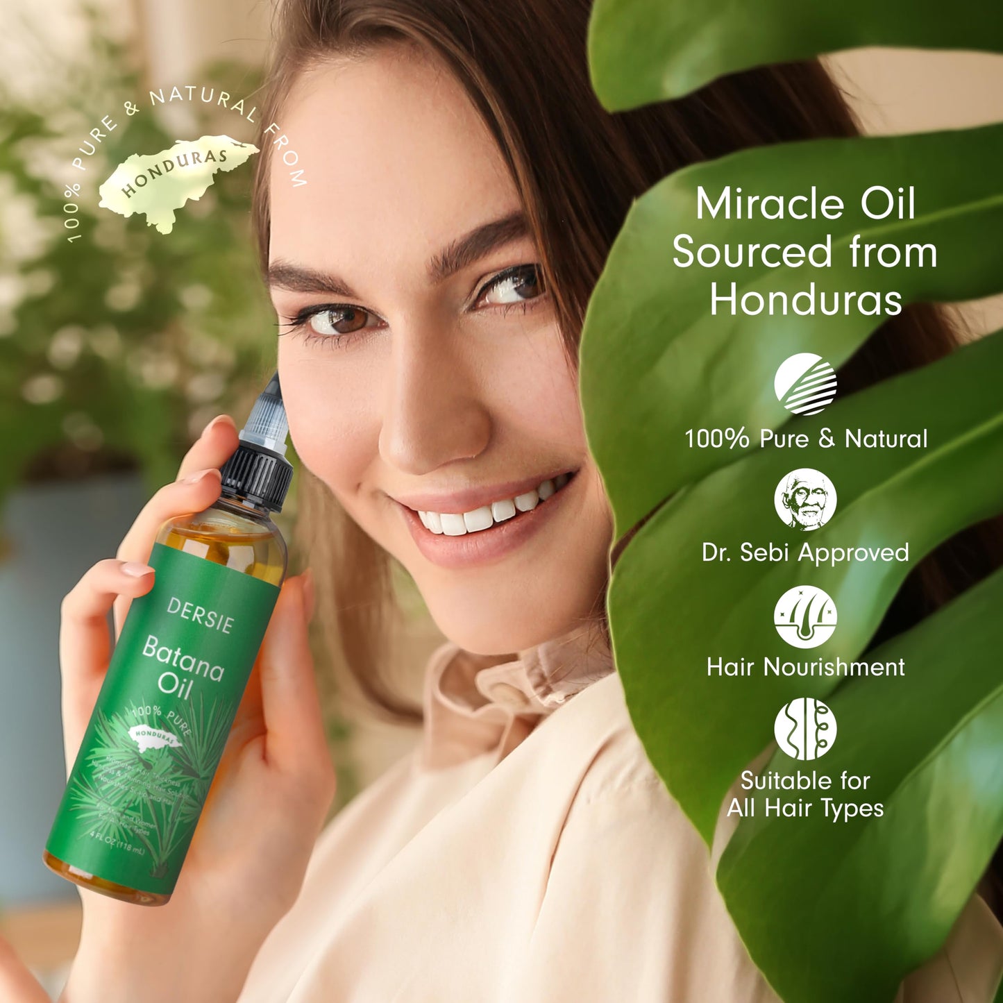Dersie Batana Oil for Hair Growth: Dr Sebi Organic Raw Batana Oil from Honduras - 100% Pure & Natural - For Thicker & Stronger Hair - 4 FL OZ Beauty & Personal Care Dersie