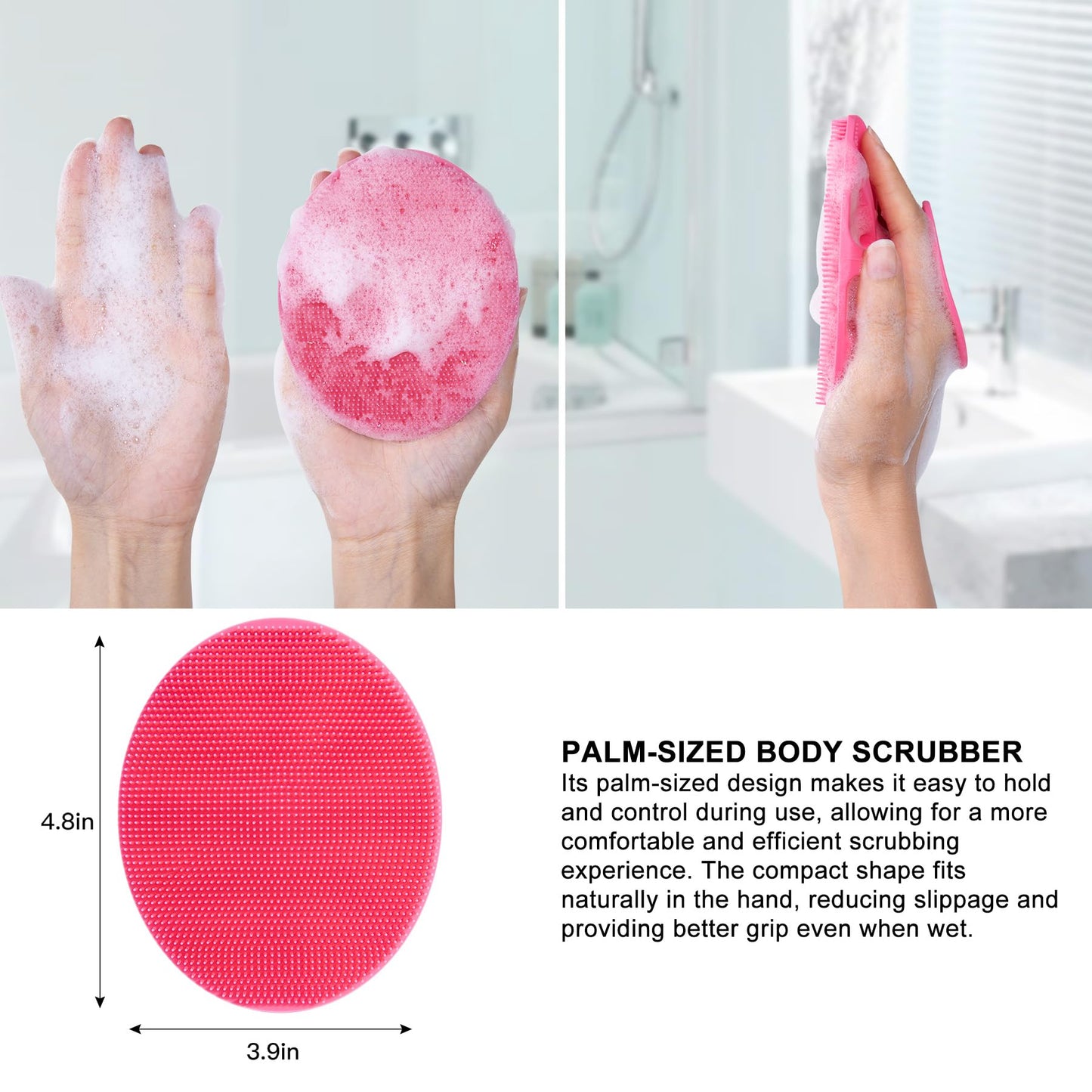 INNERNEED Soft Silicone Body Cleansing Brush Shower Scrubber, Gentle Exfoliating and Massage for All Kinds of Skin (Pink) Beauty & Personal Care INNERNEED