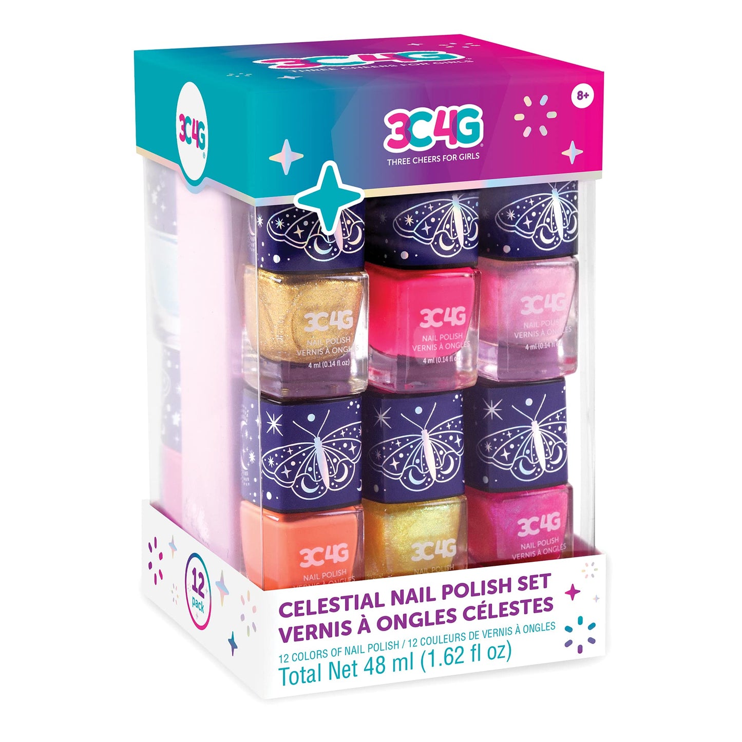 Celestial 12-Pack Nail Polish Tower for Girls & Teens - 12 Vibrant, Non-Toxic Colors - Safe & Fun Nail Polish Set for Kids Ages 8+ Perfect Beauty & Personal Care 3C4G THREE CHEERS FOR GIRLS