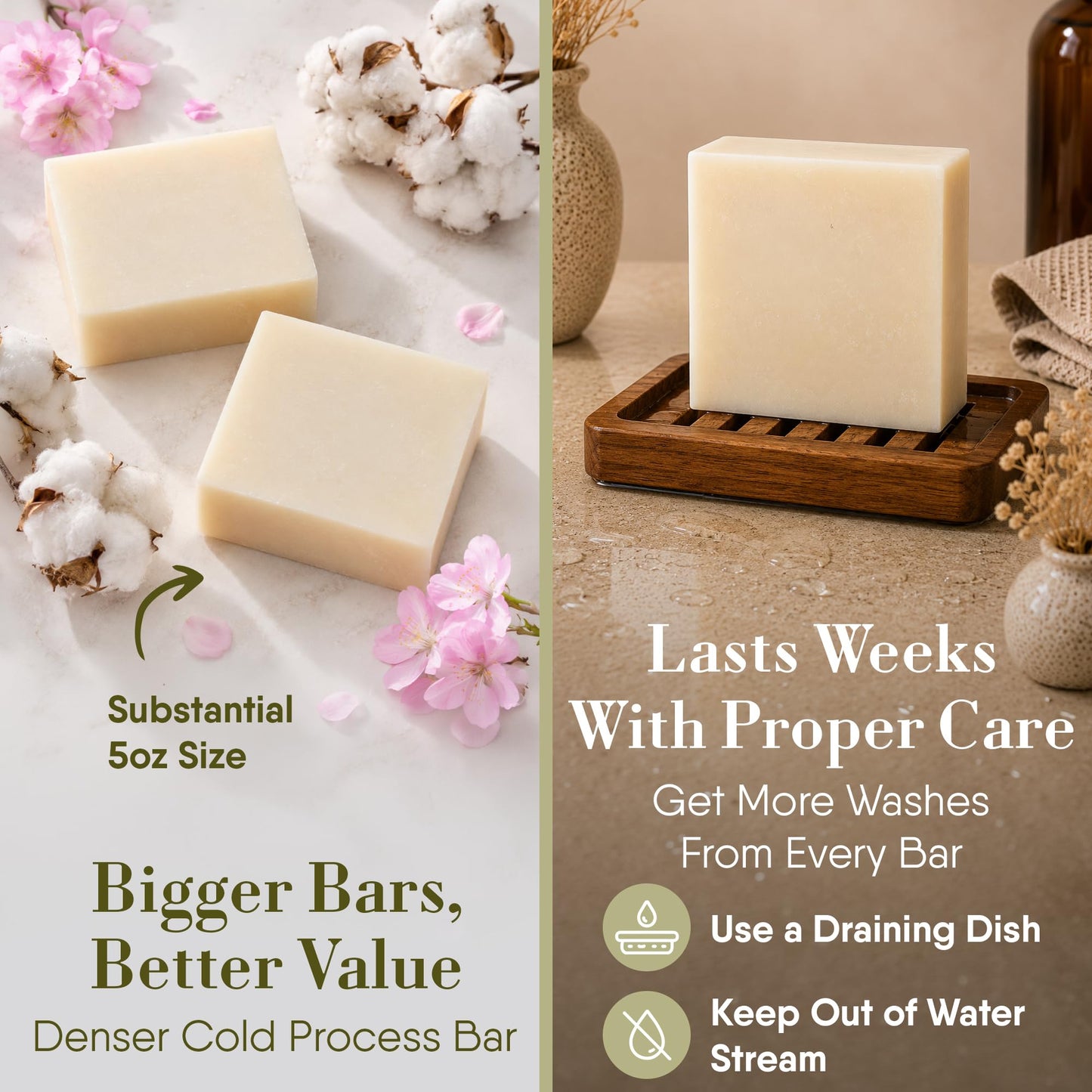 360Feel Clean cotton Soap 5 oz Castile Handmade Soaps -Refreshing Spring scent- Essential Oil Natural Mans Soap bar- Anniversary Wedding Gifts- Made Beauty & Personal Care 360Feel