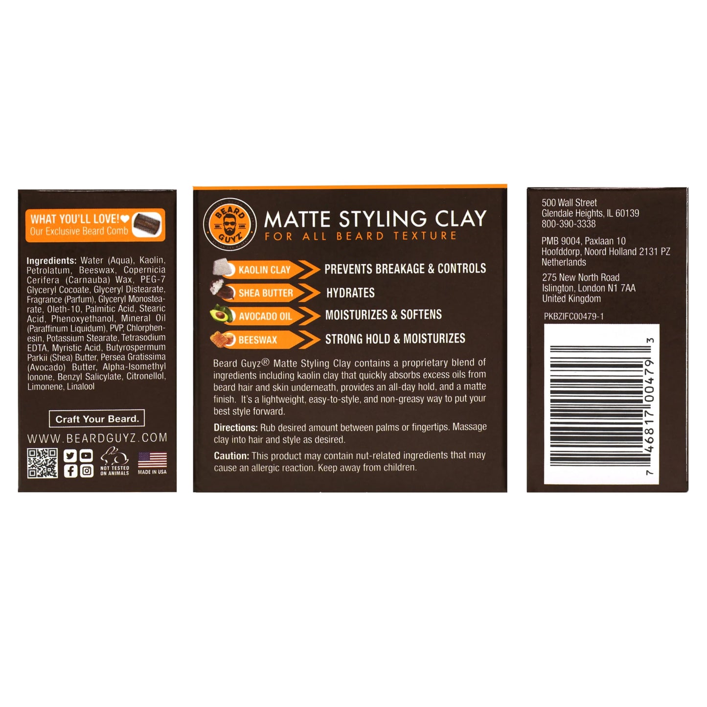 Beard Guyz Matte Styling Clay - Strong?Hold for Beard & Hair - Natural Texture & Matte Finish Styling Clay for Men’s Grooming, 3 oz Beauty & Personal Care Beard Guyz
