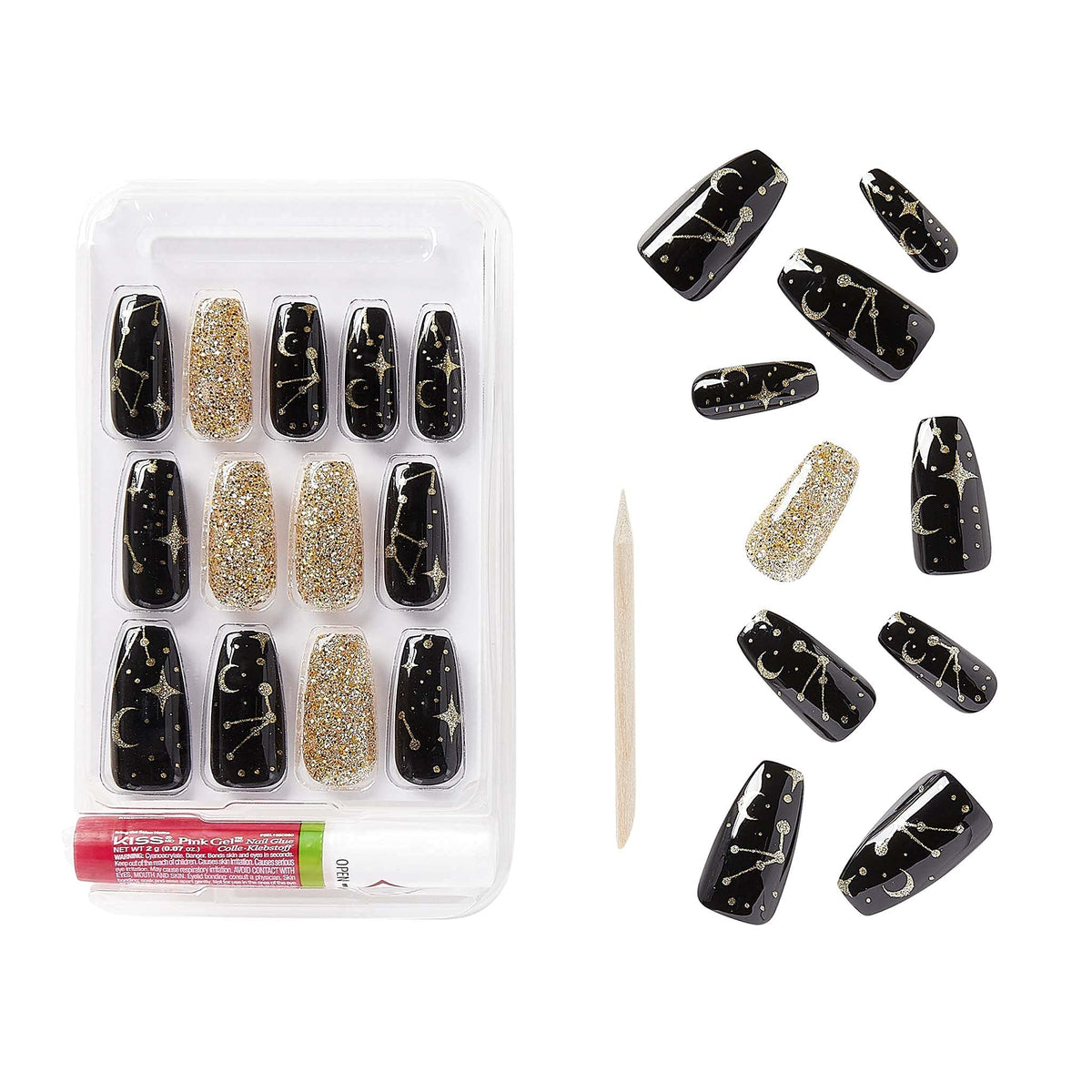Gold Finger Gel Glam Design Nail Press On Nails, Gel Nail Kit, Polish Free Manicure Long Length (GD16)… Beauty & Personal Care Goldfinger