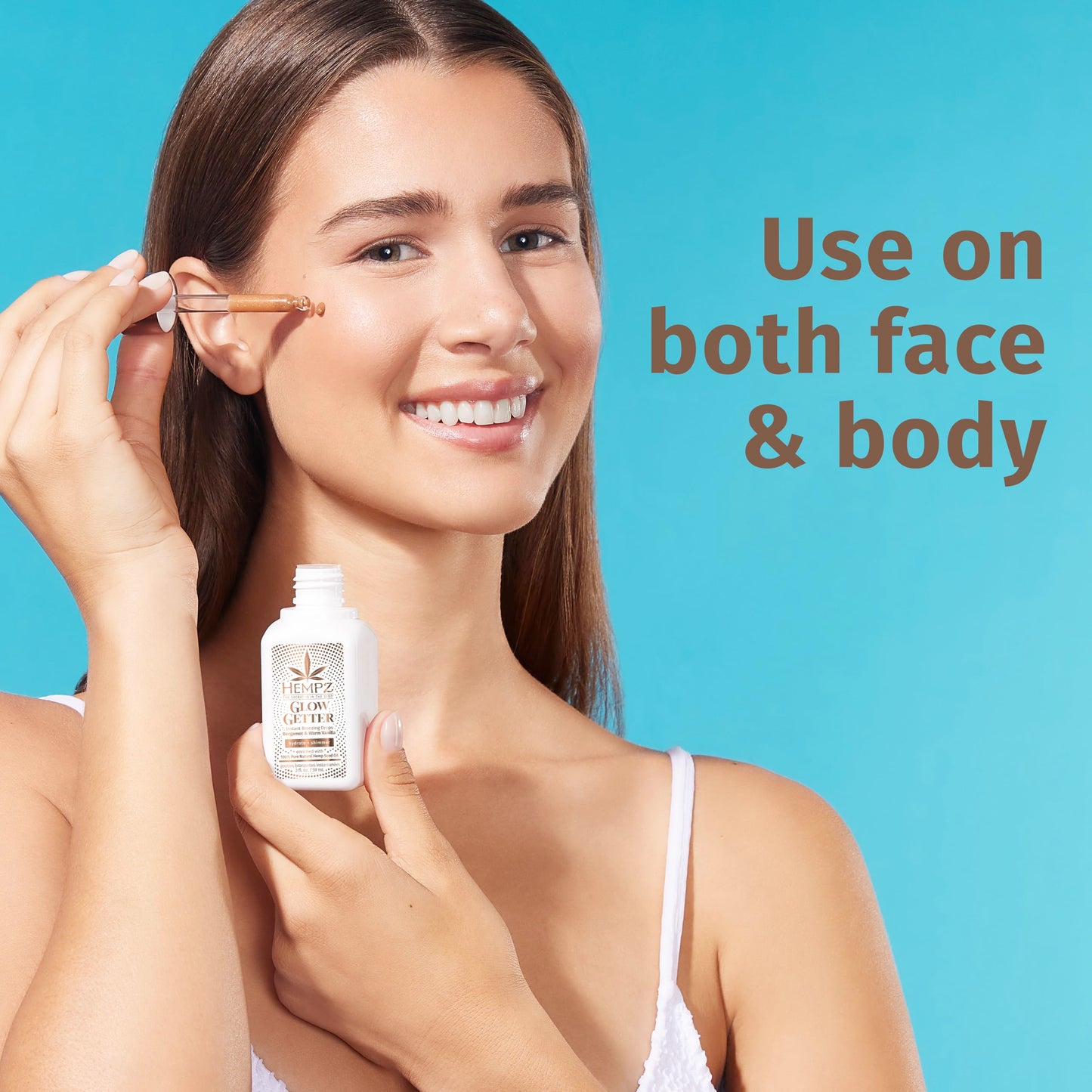 Hempz NEW Glow Getter Instant Bronzing Drops, Dewy Face Bronzer, Hydrating Shimmer, 2 oz. Beauty & Personal Care Hempz