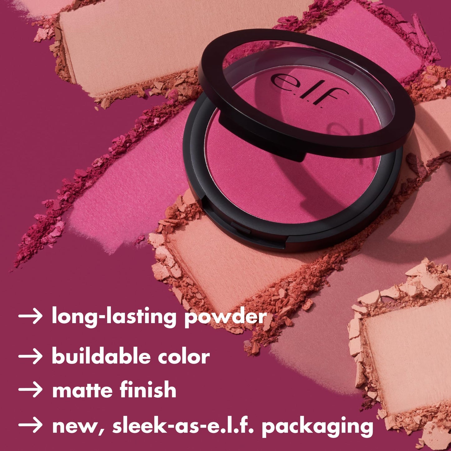 e.l.f. Primer-Infused Matte Blush, Long-Lasting, Lightweight & Buildable Powder Blush, Delivers A Matte Finish, Vegan , Always Tempting Beauty & Personal Care e.l.f.
