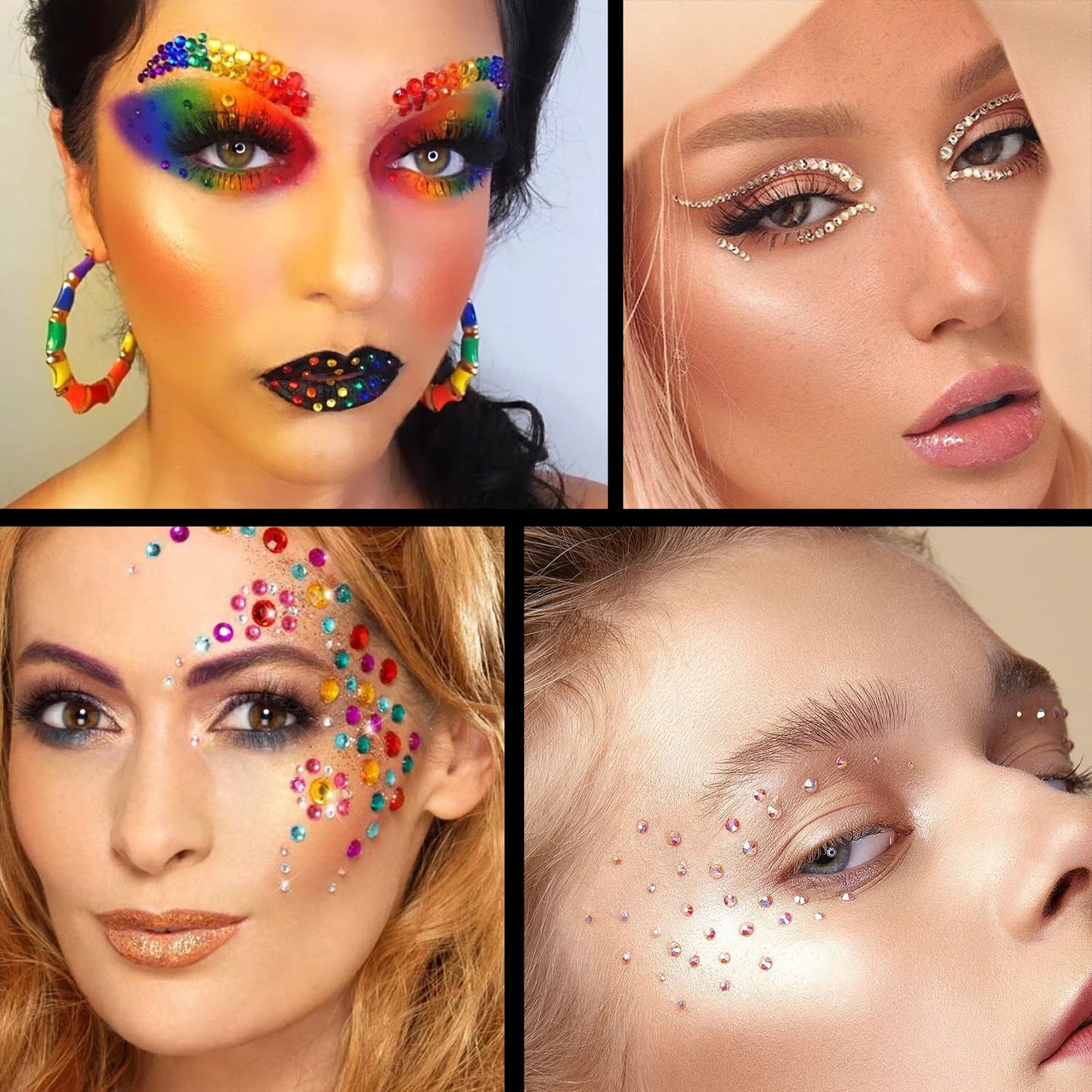Flat Back Rhinestone Kits Colorful Rhinestones+Crystal AB&Transparent White Face Gems Nail Gem with Quick Dry Makeup Glue+Picker Pencil+Tweezer Beauty & Personal Care BELLEBOOST