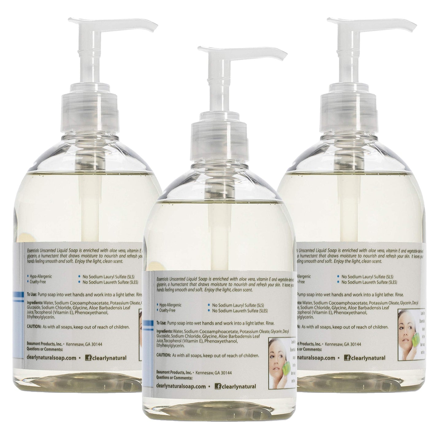 Essentials Glycerin Liquid Hand Soap, Unscented, 12-Fluid Ounce, Pack of 3 Beauty & Personal Care Essentials