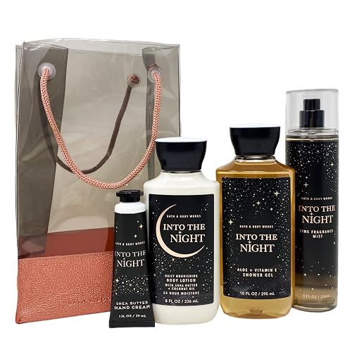 Bath and Body Works INTO THE NIGHT Gift Bag Set - Body lotion - Shower Gel and Fine Fragrance Mist Plus a Shea Butter Hand Cream arranged inside a Beauty & Personal Care Bath & Body Works