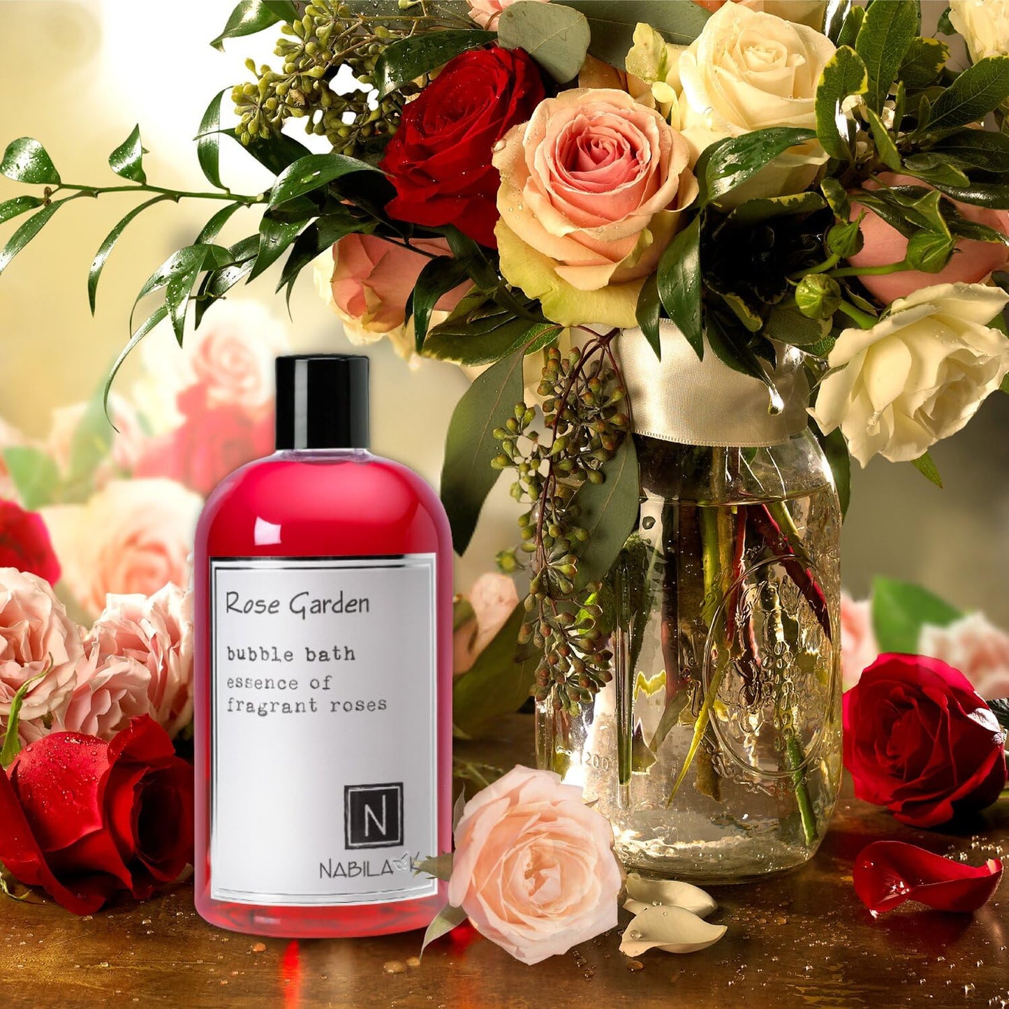 Nabila K Rose Garden Bubble Bath with Rose Essential Oils - Natural & Organic, Sulfate-Free, Tear-Free - Luxury Aromatherapy Floral Bath Soak Beauty and Personal Care Nabila K