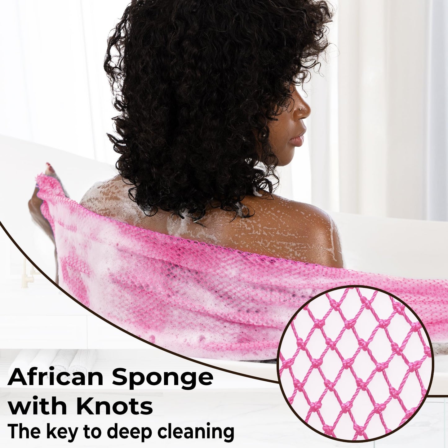 African Net Sponge Authentic - Afro Scrub Exfoliating Net Sponge with Knots - African Bath Sponges for Body Scrubber Exfoliator - Back Scrubber Beauty and Personal Care MINISENTIALS