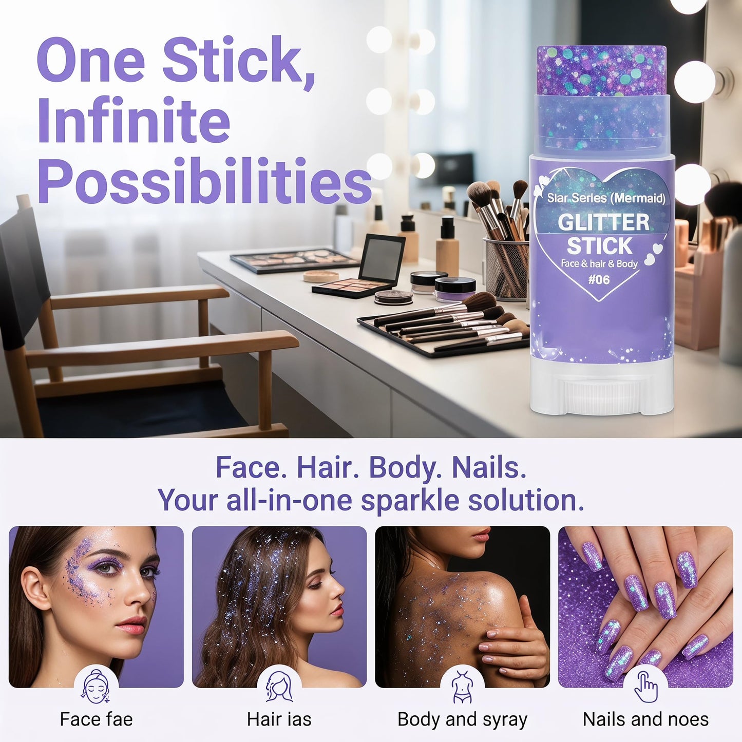 4th of July Glitter Stick, Upgrade Red, White & Blue Body & Hair Sparkle Face Body Glitter for Independence Day Party, Festival & Fun Holiday Look Beauty & Personal Care IKPOPIM