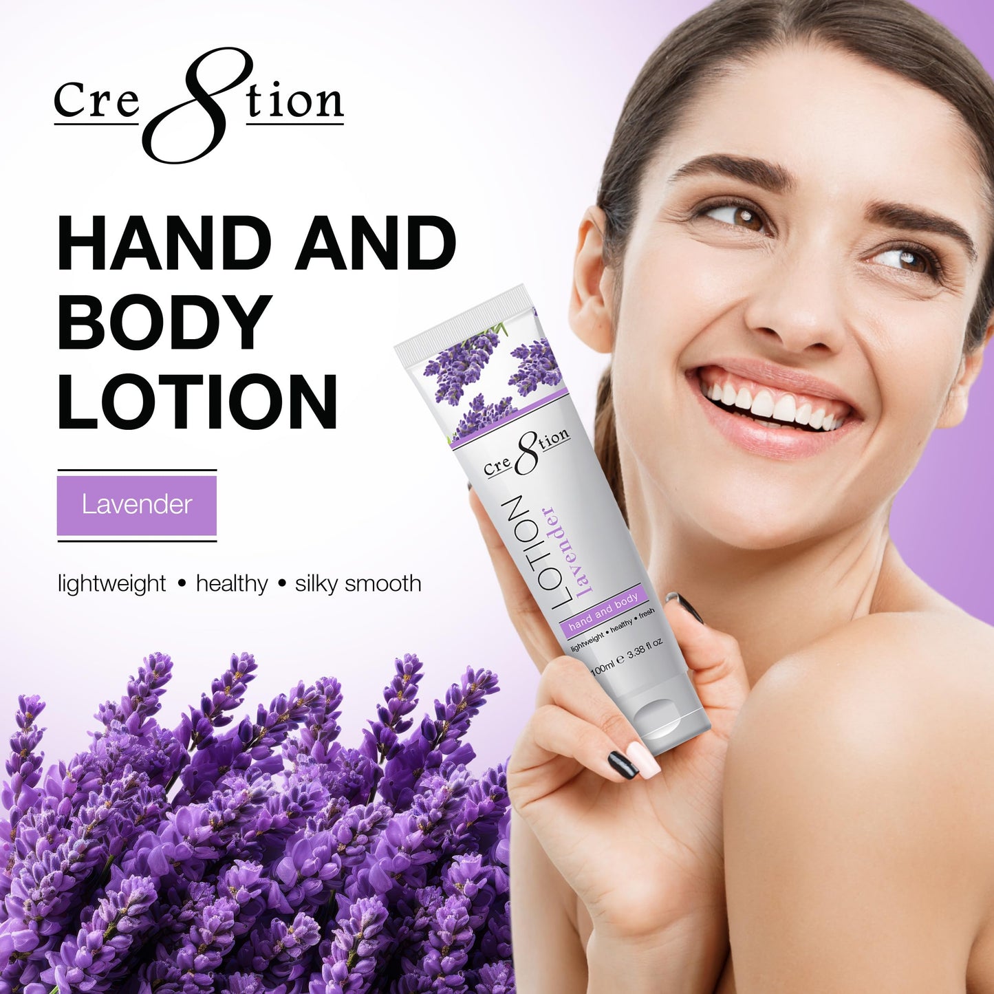 Cre8tion Spa Lavender Hand & Body Lotion, Luxurious Lightweight Moisturizer for Silky, Smooth Skin, 3.3 Fl Oz Beauty & Personal Care Cre8tion