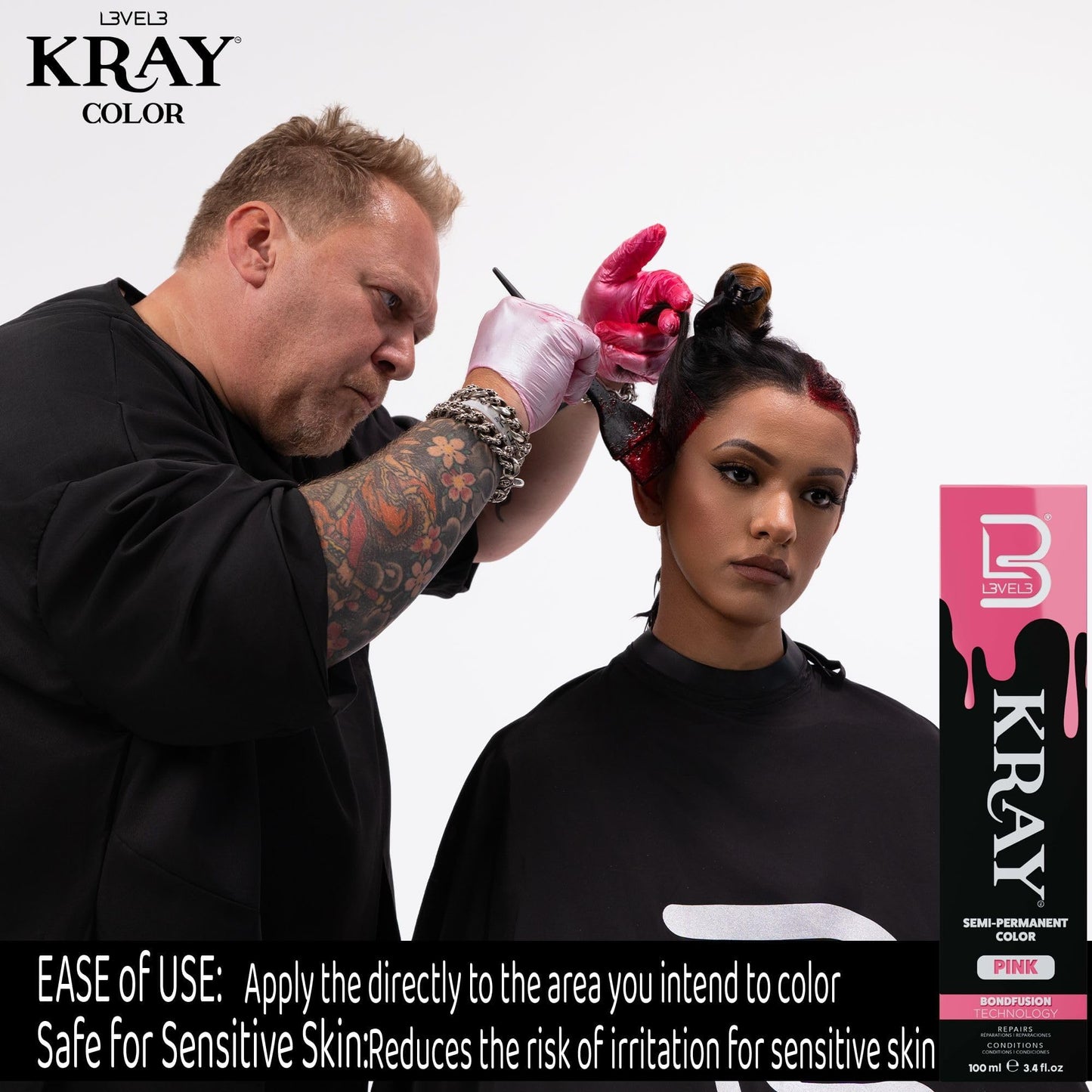 L3 - Level 3 Kray Semi Permanent Hair Color - Semi Permanent Hair Dye with Aloe Vera - Pink Beauty & Personal Care L3