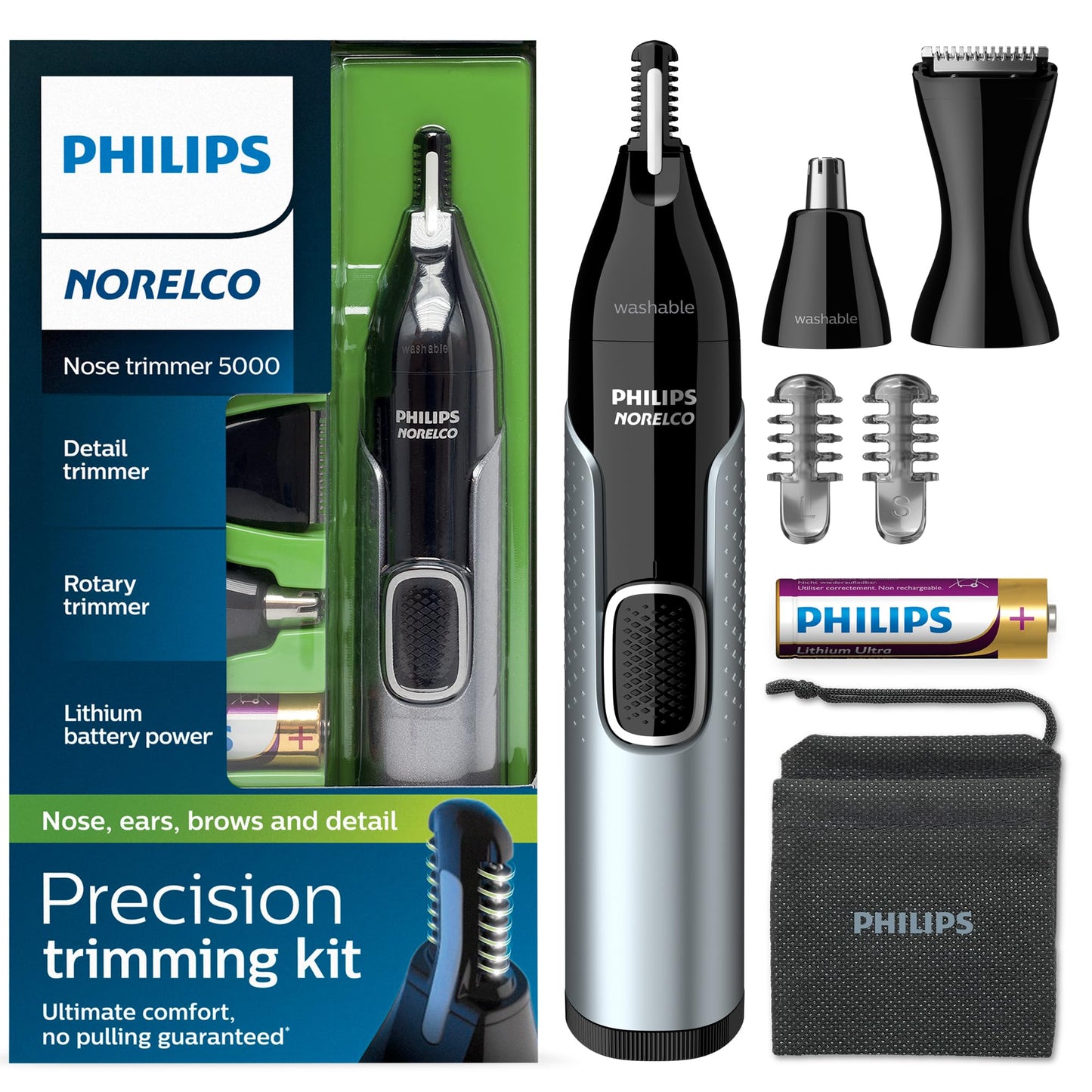 Philips Norelco Nose Trimmer 5000 for Nose, Ears, Eyebrows Trimming Kit, NT5600/42 Beauty and Personal Care Norelco