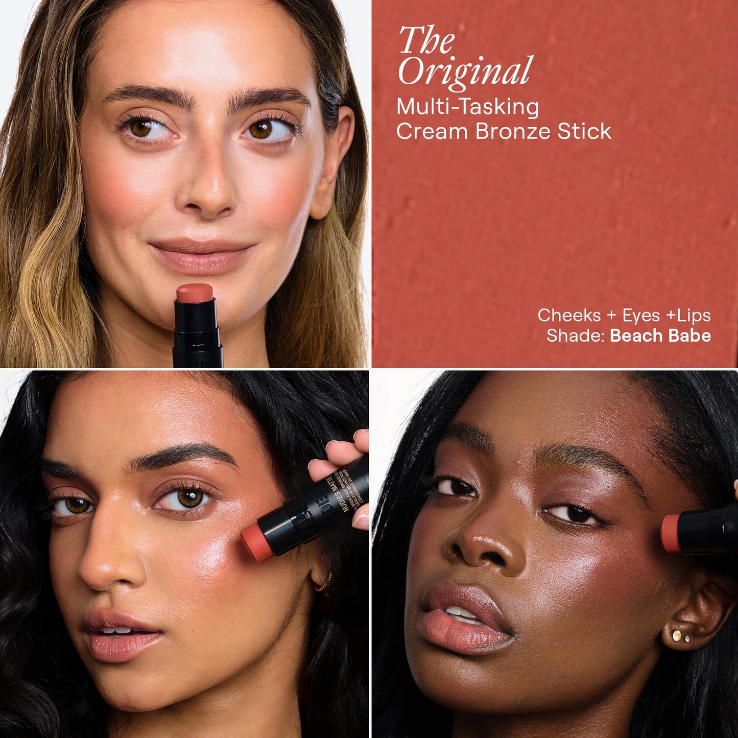 Nudestix Nudies Bronze All Over Matte Bronzing Stick - 3-in-1 Cream Bronzer for Cheeks, Eyes & Lips with Built-In Brush | Natural Contour & Sun-Kissed Beauty & Personal Care Nudestix