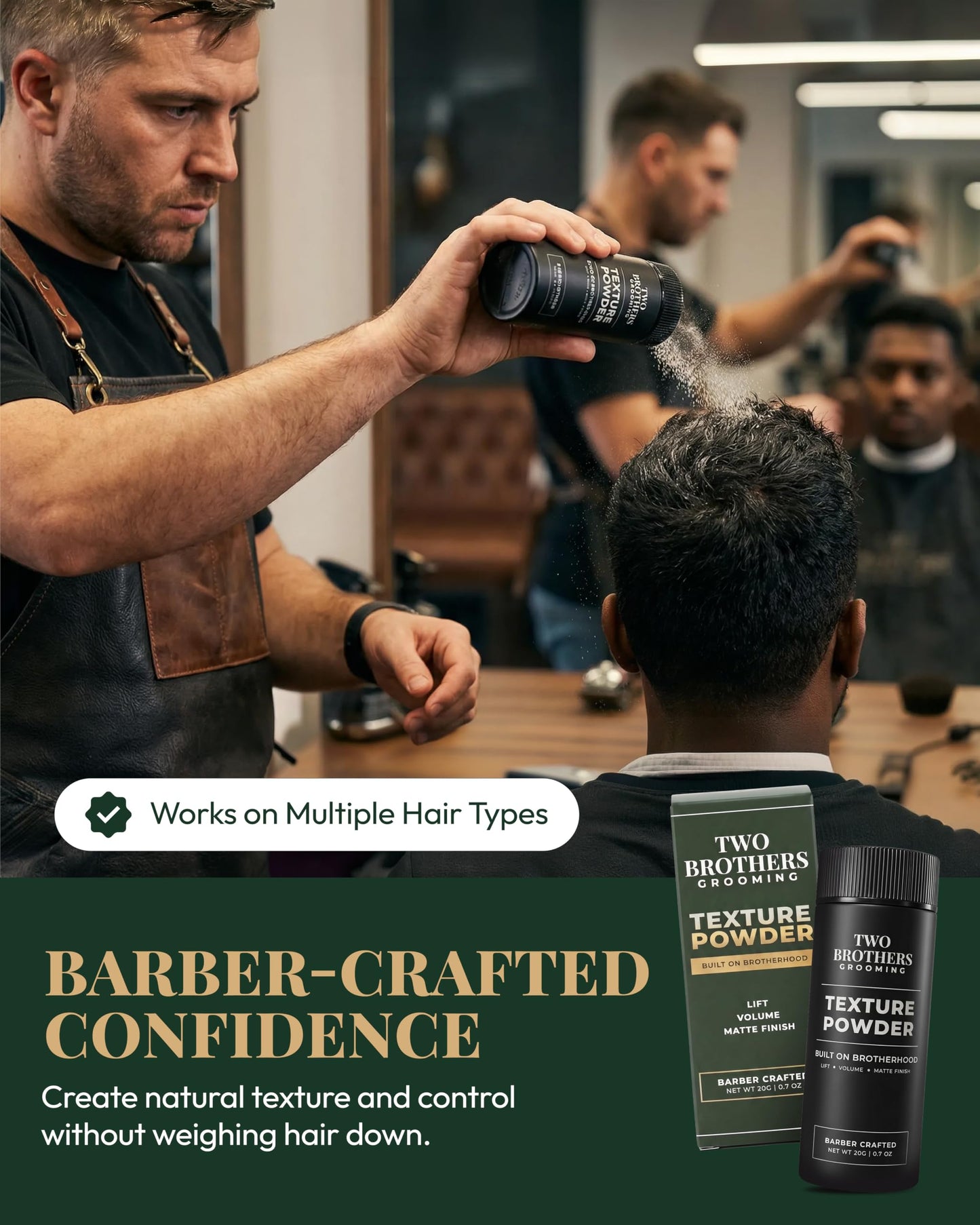 Two Brothers Grooming Texture Powder for Men, Barber Crafted Hair Styling Powder, Strong Hold Matte Finish, Adds Volume, Texture & Lift, Lightweight Beauty & Personal Care Two Brothers Grooming