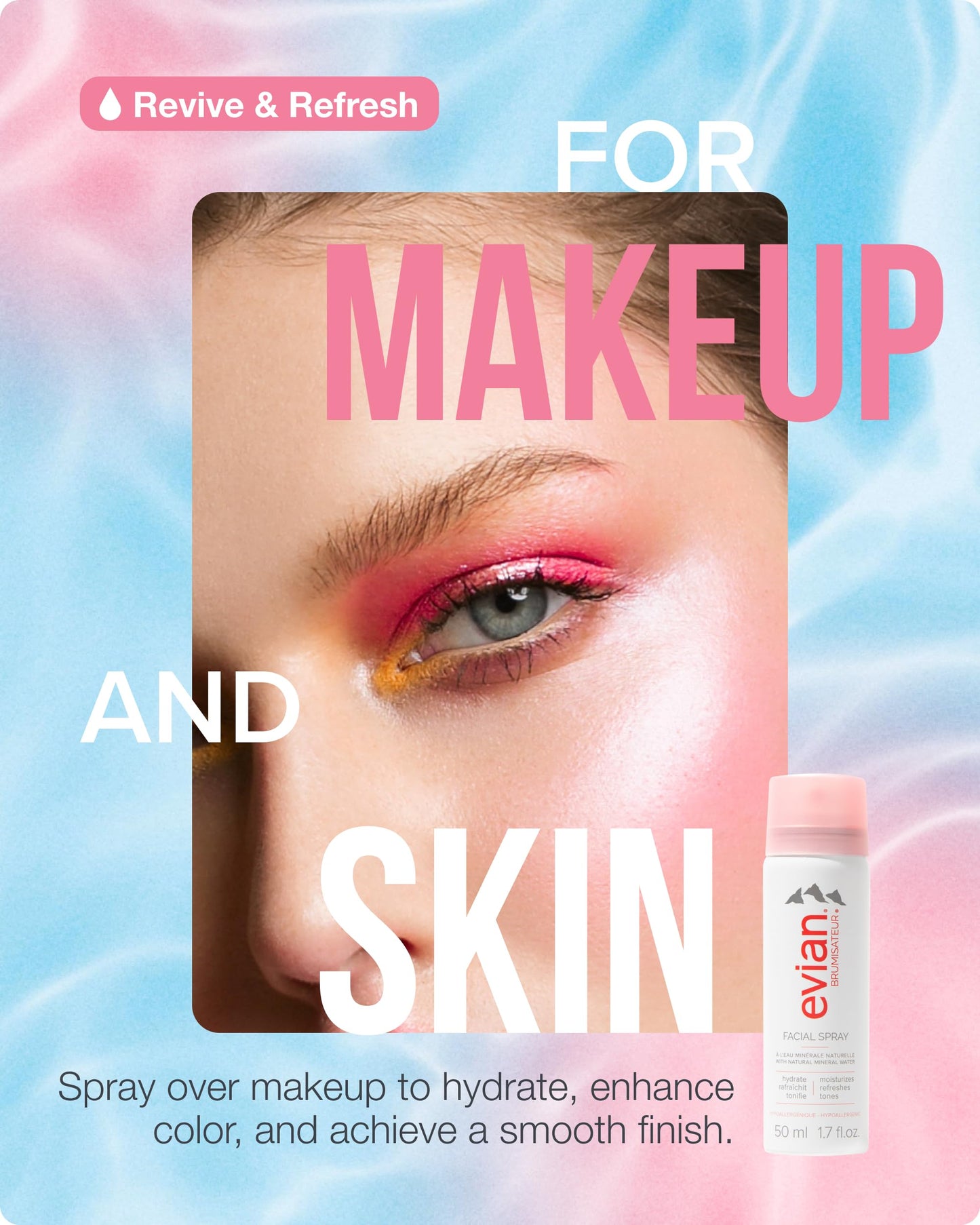 Evian Facial Spray 1.7 oz Travel 6-Pack - Hydrating Mineral Water Mist for Face & Skin - Refreshes Makeup and Tones Skin - TSA-Approved Mini Facial Beauty & Personal Care BRUMISATEUR