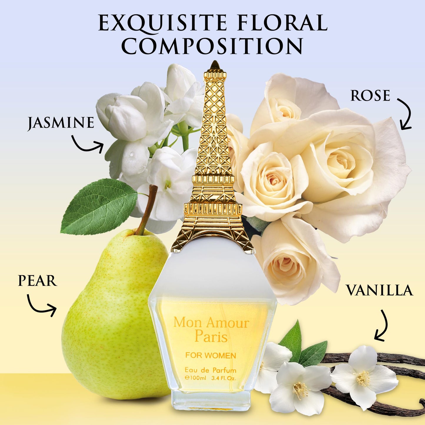 Mon Amour Paris for Women Eau De Parfum - Floral & Fruity - Ylang-Ylang, Damascus Rose, Jasmine - Classy & Elegant fragrance for Woman - Suitable Beauty & Personal Care URBAN COLLECTION