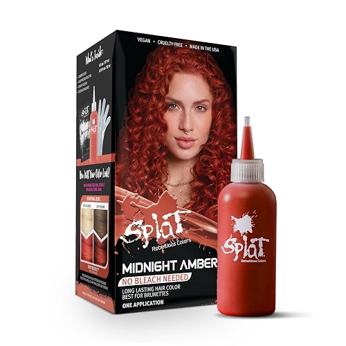 Splat Midnight Amber Semi Permanent Hair Dye Kit, 1 Application, Includes Deep Reconstructor Conditioner, Lasts 30 Washes, No Bleach Required, Vegan Beauty & Personal Care Splat