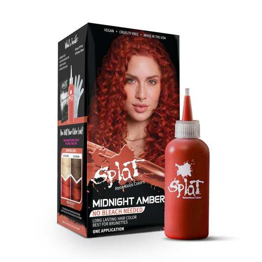 Splat Midnight Amber Semi Permanent Hair Dye Kit, 1 Application, Includes Deep Reconstructor Conditioner, Lasts 30 Washes, No Bleach Required, Vegan Beauty & Personal Care Splat