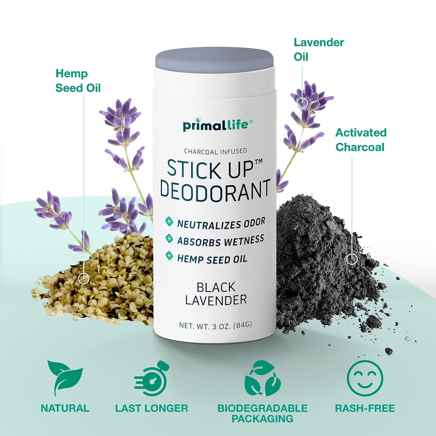 Primal Life Organics Stick Up Natural Deodorant - Bentonite Clay, Arrowroot, Black Lavender - 3 oz Beauty and Personal Care Primal Life Organics