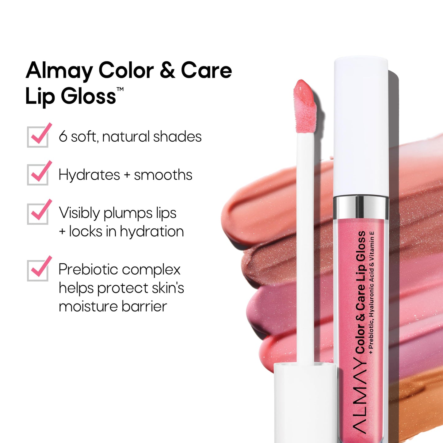 Almay Color & Care Hydrating Lip Gloss, Soft Natural Hues, Prebiotic Complex, Hyaluronic Filling-Sphere Technology, 300 Glitters Gold, 0.1 Fl Oz Beauty & Personal Care Almay