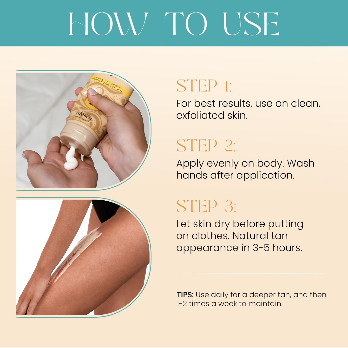 Body Drench Quick Tan Self Tanner Body Lotion - Sunless Tanning Lotion for Women, Natural-Looking Self Tan, Medium, 8 fl oz Beauty & Personal Care Body Drench