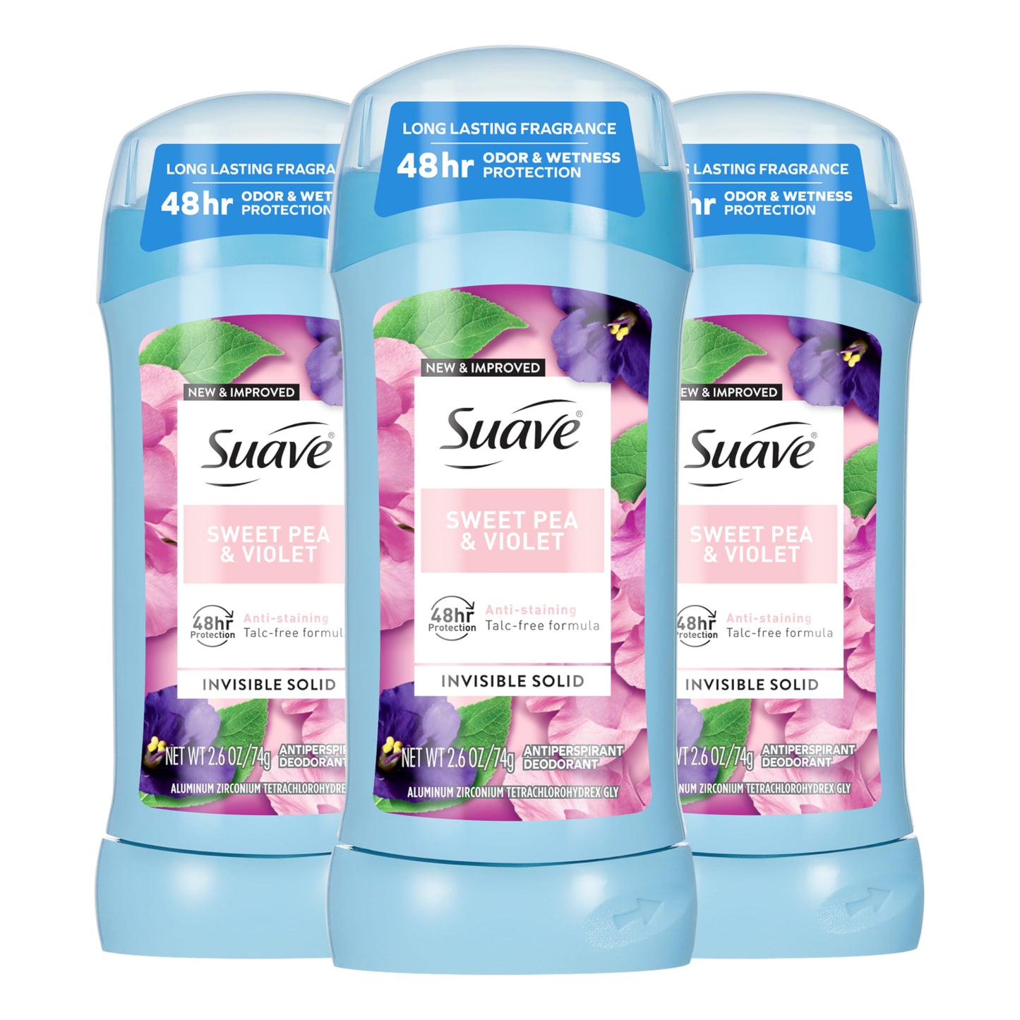 Suave Invisible Solid Deodorant Sweet Pea 2.6z, 3 Pack Beauty and Personal Care Suave