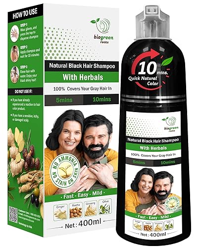 BIOGREEN ROOTS Ammonia-Free & Paraben Free Herbal Hair Shampoo - Hair Dye Shampoo for Women & Men - Natural Color & Herbal Nourishment - No Stain Beauty & Personal Care BIOGREEN ROOTS