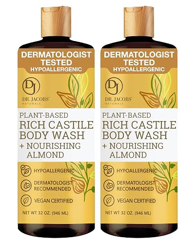 Dr. Jacobs Naturals Pure Castile Soap Liquid Body Wash, Almond - Plant Based Castile Soap Infused with Vitamin E and Aloe Vera to Moisturize Dry Beauty & Personal Care DR.JACOBS NATURALS