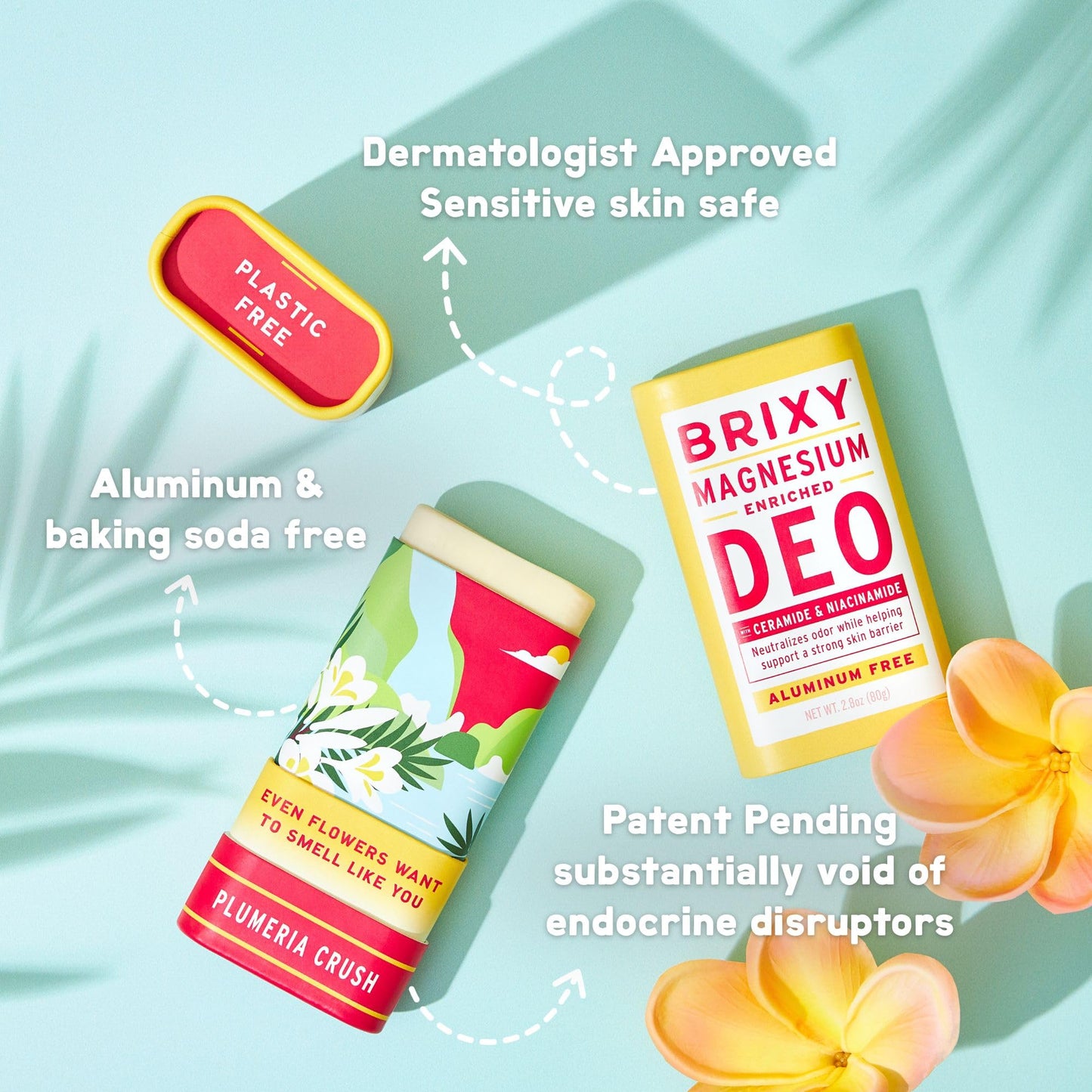 BRIXY Magnesium Deodorant, Ceramide & Niacinamide, Aluminum Free, Baking Soda Free, Plastic Free Packaging, Vegan and Certified Cruelty Free, Patent Beauty and Personal Care BRIXY