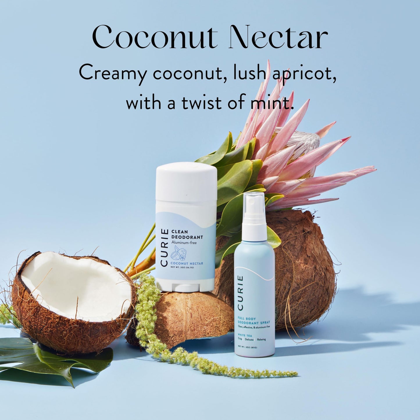 Curie Aluminum Free Deodorant - Coconut Nectar 2oz Stick -Natural Deodorant, Paraben Free, Cruelty Free, Non-Toxic Beauty and Personal Care Curie