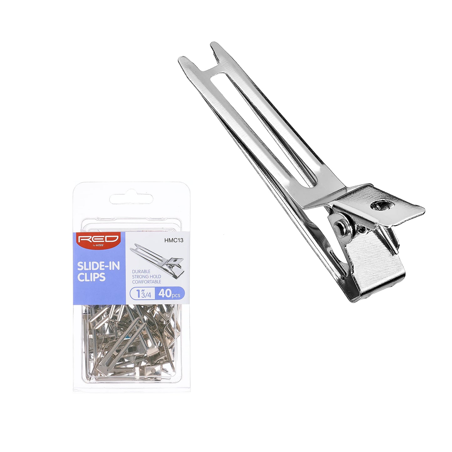 RED by Kiss 40pcs 1.75 Slide-In Hair Clips, 1 3/4" Durable Metal Curl Setting Clips for Hairdressing, Sectioning & Retwisting, Rust-Free Hair Pins Beauty & Personal Care Red by Kiss