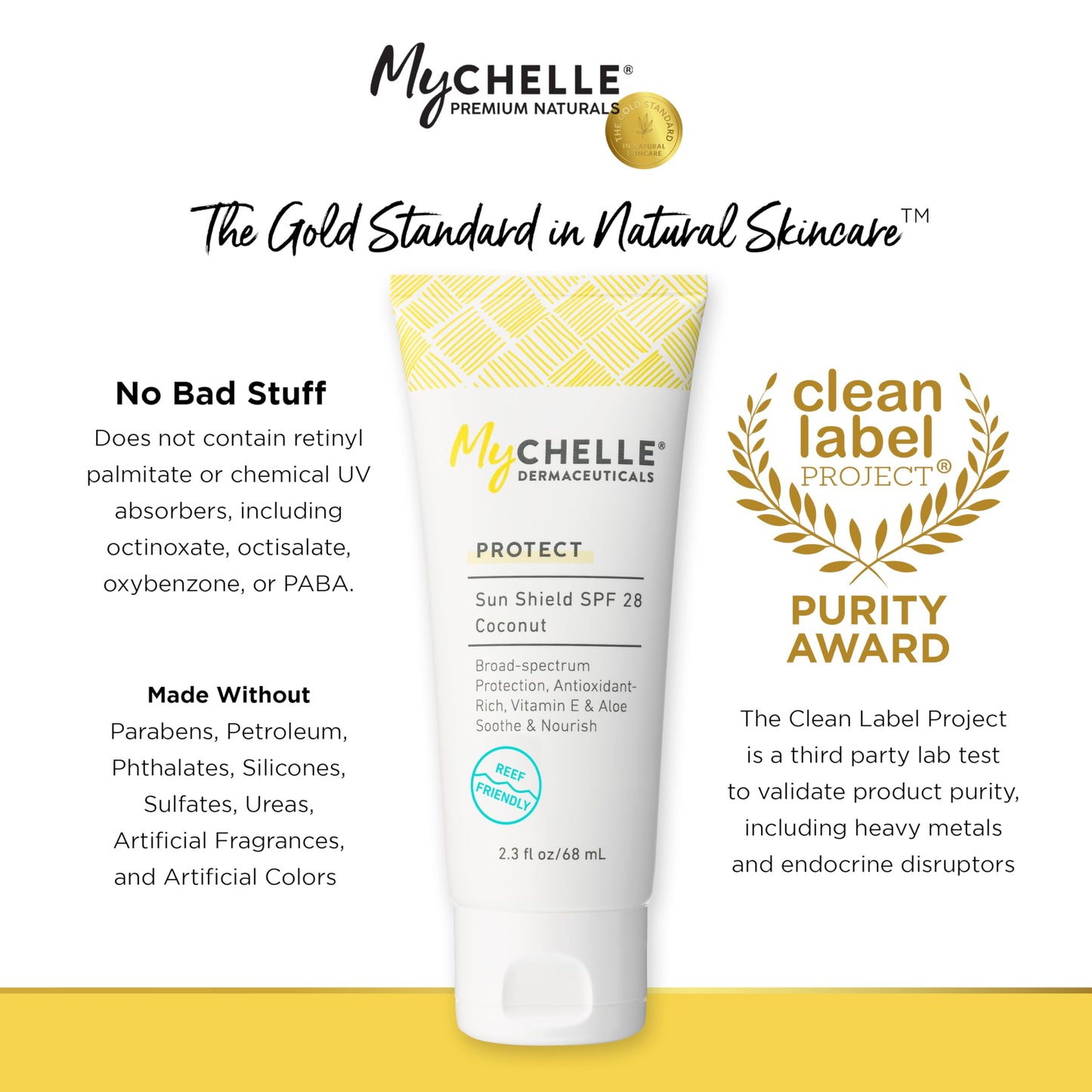 MyCHELLE Dermaceuticals Sun Shield SPF 28 Coconut (2.3 Fl Oz) - Soothing Reef Safe Sunscreen with Vitamin E and Aloe - Travel Size Zinc Sunscreen Beauty & Personal Care MyChelle Dermaceuticals