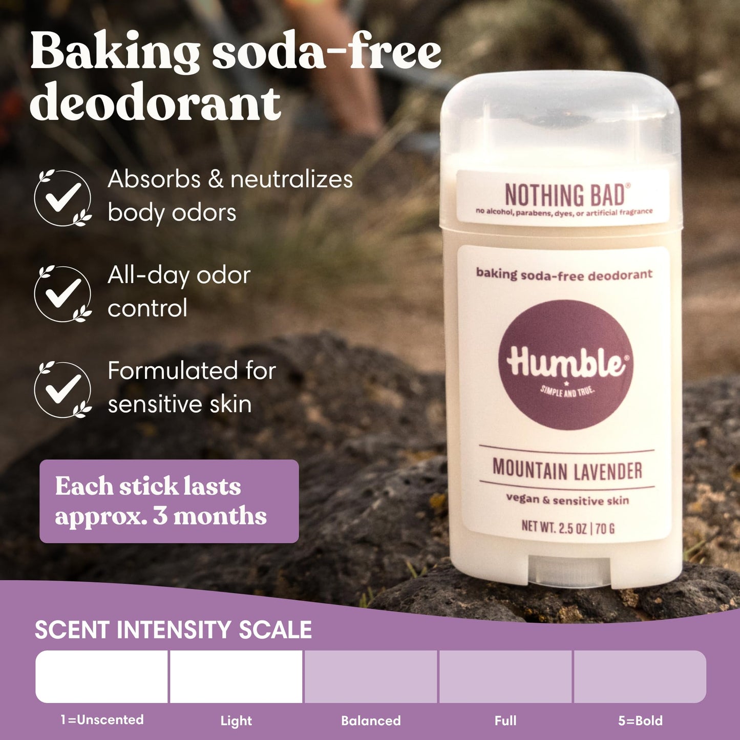 Humble Aluminum-Free Deodorant for Women & Men, Mountain Lavender - Baking Soda-Free Natural Deodorant Stick for Sensitive Skin with Essential Oils Beauty and Personal Care HUMBLE SIMPLE AND TRUE.