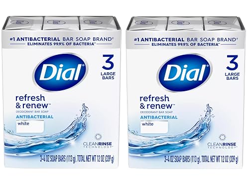 Dial Antibacterial Bar Soap, Refresh & Renew, White, 3-4 OZ Soap Bars - 2 Pack Beauty & Personal Care Dial