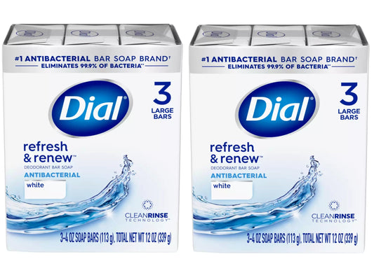Dial Antibacterial Bar Soap, Refresh & Renew, White, 3-4 OZ Soap Bars - 2 Pack Beauty & Personal Care Dial