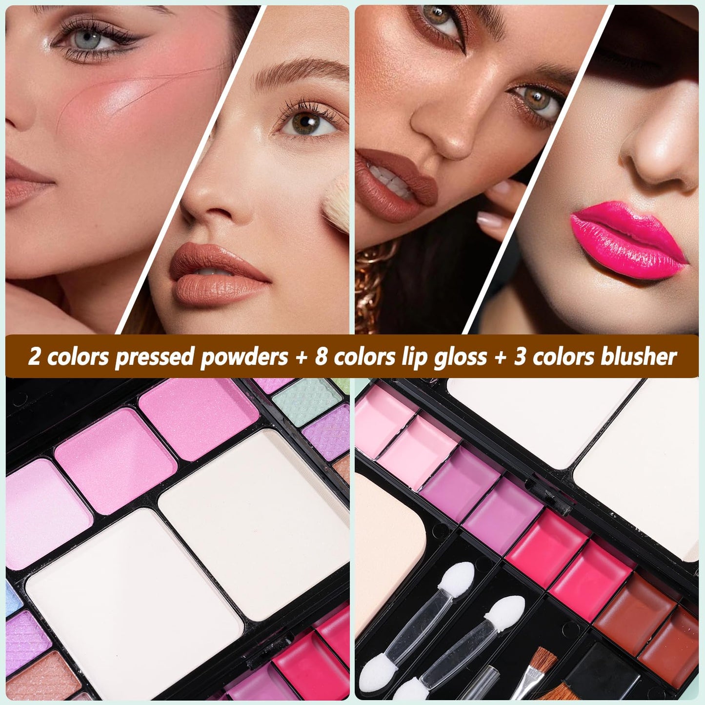 Makeup Kit Eyeshadow Palette for Women Full Gift Kit Girl Kids 49 Colors Makeup Set Combination Eyeshadow Palette with 12pcs Makeup Brushes Beauty & Personal Care KAVCENT