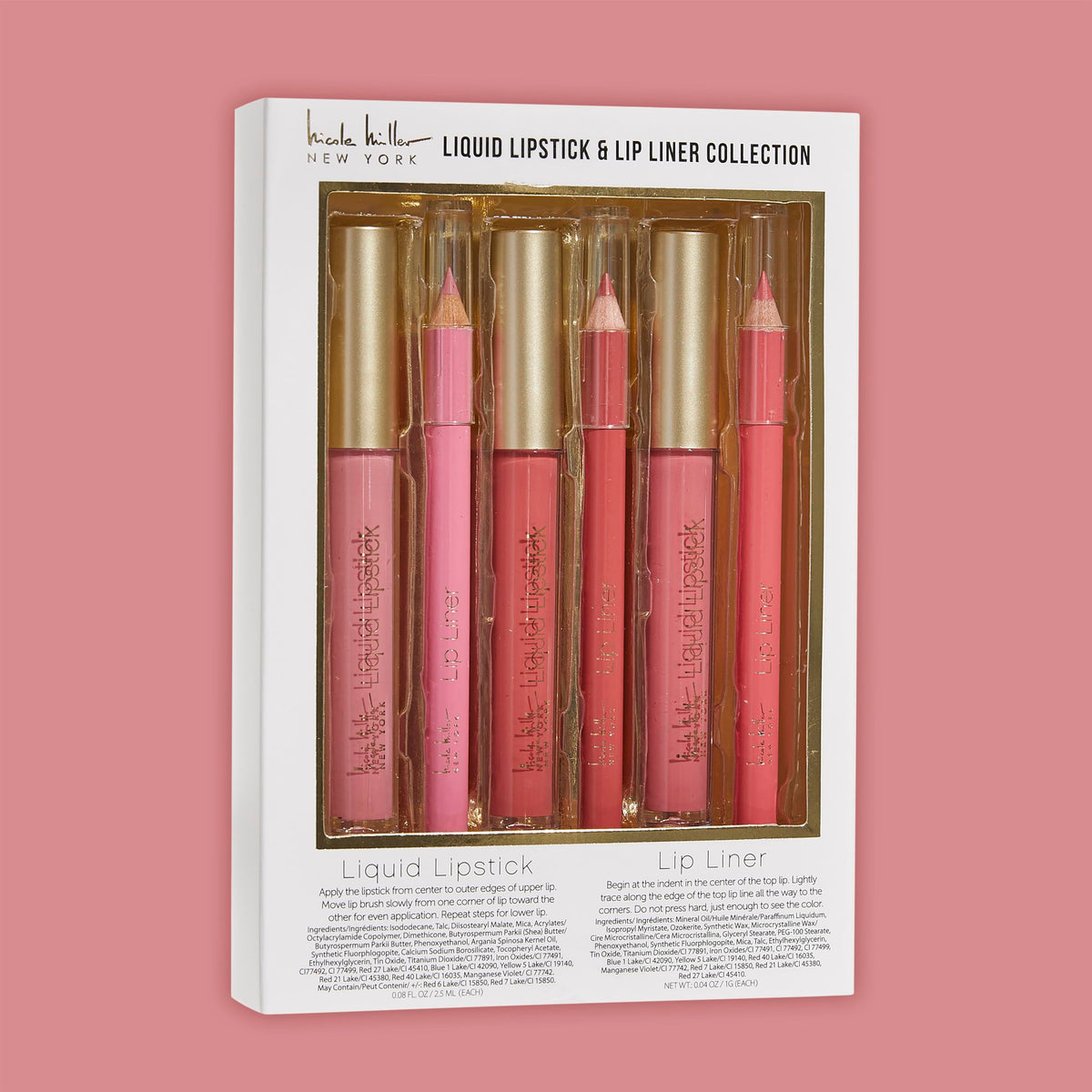 Nicole Miller Liquid Lipstick & Liner Collection | 6 Piece Set in Various Shades for Stunning, Long-lasting Beauty & Personal Care Nicole Miller New York