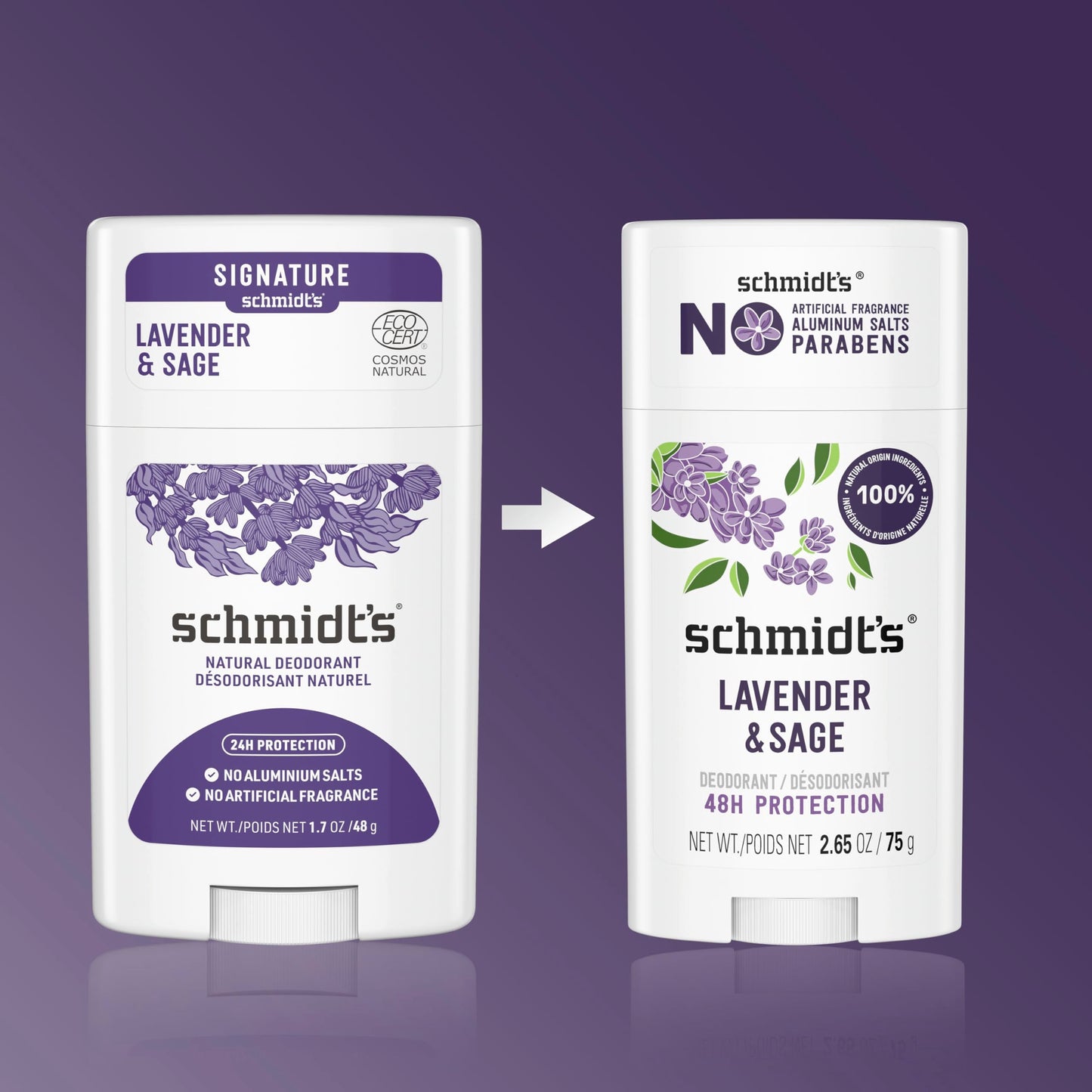 Schmidt's Aluminum-Free Vegan Deodorant Lavender & Sage with 24 Hour Odor Protection, for Women and Men, Natural Ingredients, Cruelty-Free, 2.65 oz Beauty and Personal Care Schmidt's