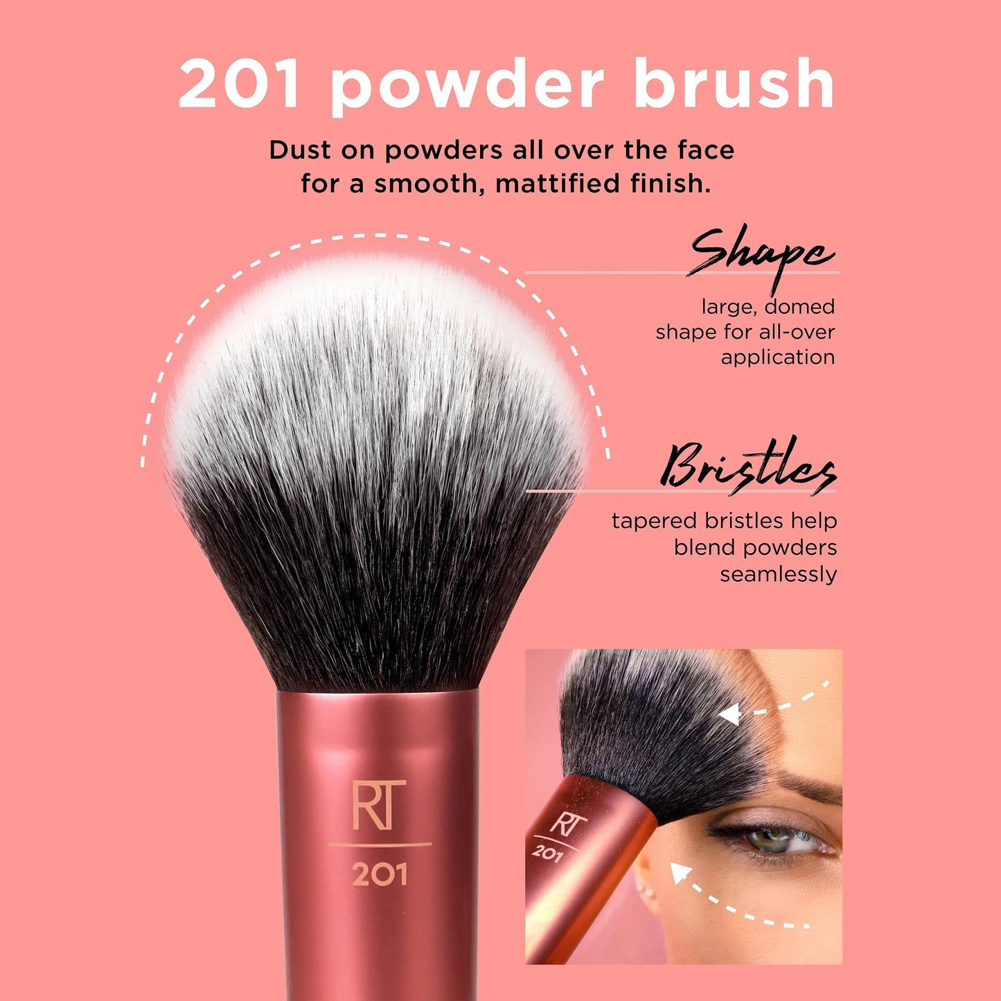 Real Techniques Powder Brush, Ultra Plush Synthetic Bristles, Aluminum Ferrules to Build Coverage, Cruelty Free, Mattified Finish, For Foundation Beauty & Personal Care Real Techniques