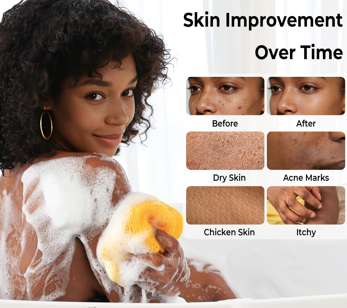 African Net Sponge Authentic - Exfoliating Back Scrub Bath Sponge with Knots - Afro Scrub Body Scrubber Exfoliator Washcloth - African Body Care Daily Beauty and Personal Care RelaxScene