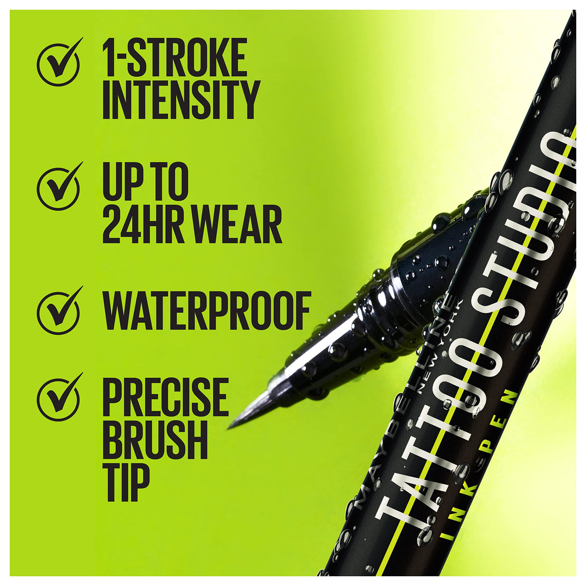 Maybelline Tattoo Studio Ink Pen Liquid Eyeliner, Up to 24 Hours of Wear, Waterproof & Smudge-Resistant Make Up, Matte Black, 1 Count Beauty & Personal Care MAYBELLINE