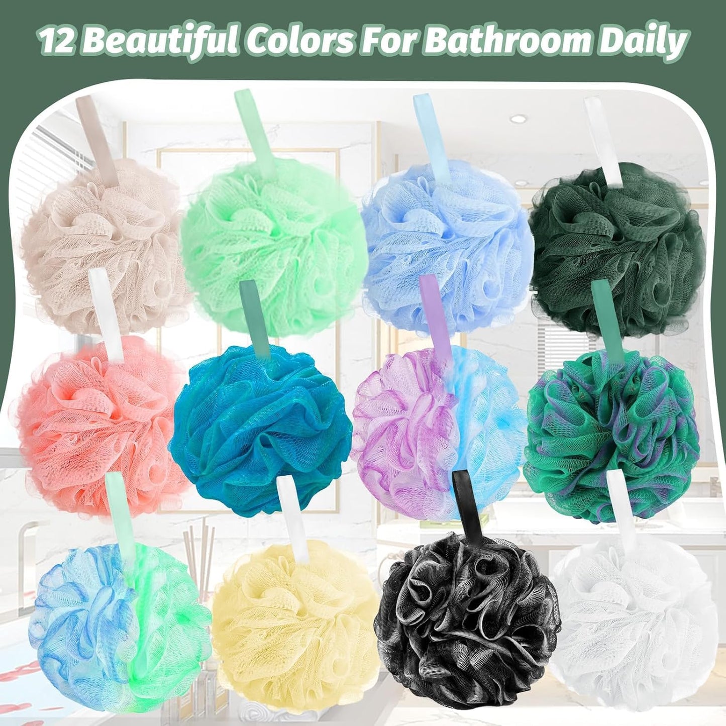 Amazerbst loofah,Shower loofah loofah Sponge,Sponge Body Scrubber for Women and Men (Grey Green Blue White Pink Yellow) Beauty and Personal Care Amazerbst